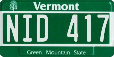 VT license plate NID417