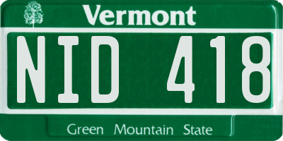 VT license plate NID418