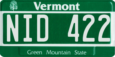 VT license plate NID422
