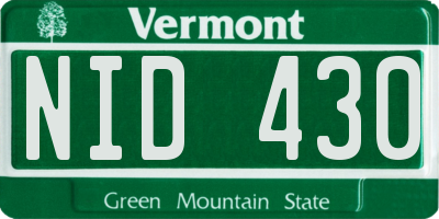 VT license plate NID430
