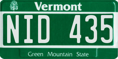 VT license plate NID435