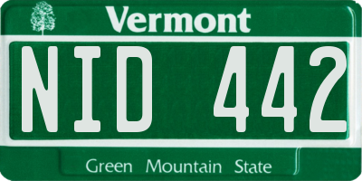 VT license plate NID442