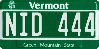 VT license plate NID444
