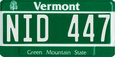 VT license plate NID447