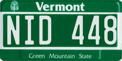 VT license plate NID448