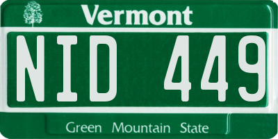 VT license plate NID449
