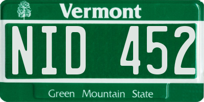 VT license plate NID452