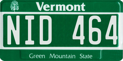 VT license plate NID464