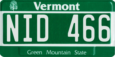 VT license plate NID466