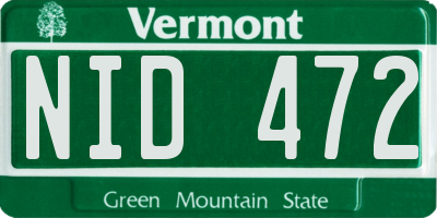 VT license plate NID472