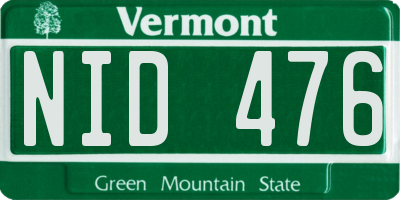 VT license plate NID476