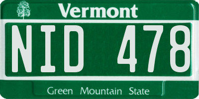 VT license plate NID478
