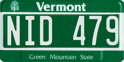 VT license plate NID479