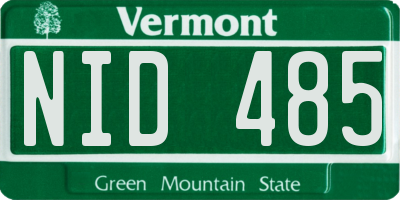 VT license plate NID485