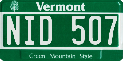 VT license plate NID507