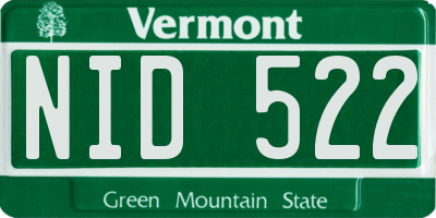 VT license plate NID522