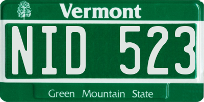 VT license plate NID523