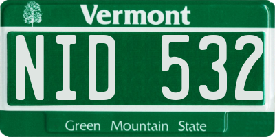 VT license plate NID532