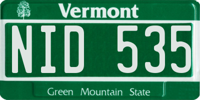 VT license plate NID535