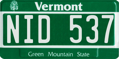 VT license plate NID537