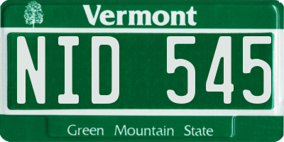 VT license plate NID545