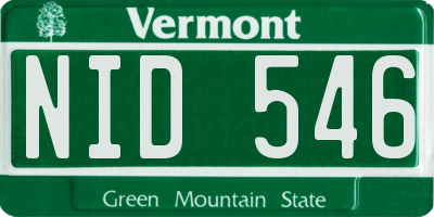 VT license plate NID546