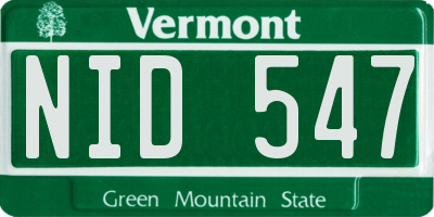 VT license plate NID547