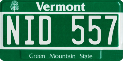 VT license plate NID557