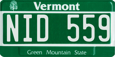 VT license plate NID559