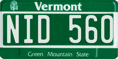 VT license plate NID560