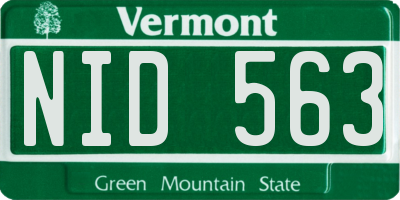 VT license plate NID563