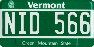 VT license plate NID566