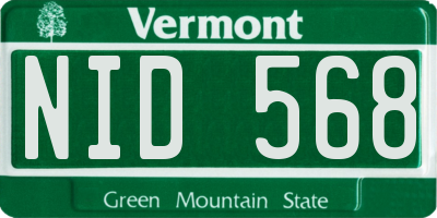 VT license plate NID568