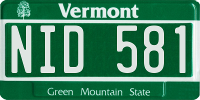 VT license plate NID581