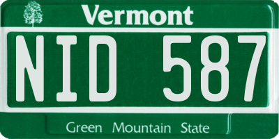 VT license plate NID587