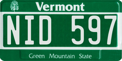 VT license plate NID597