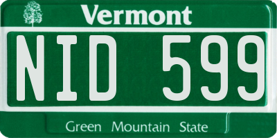 VT license plate NID599
