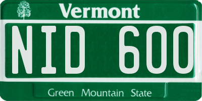 VT license plate NID600