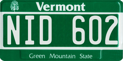 VT license plate NID602