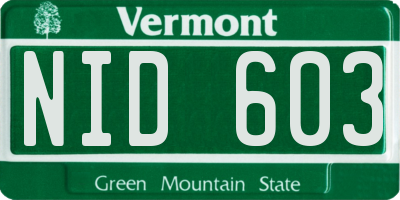 VT license plate NID603