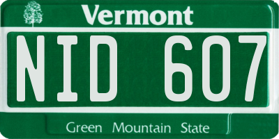 VT license plate NID607