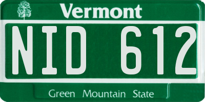 VT license plate NID612