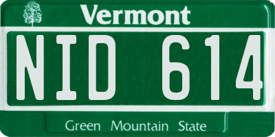VT license plate NID614