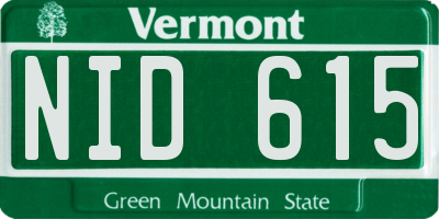 VT license plate NID615