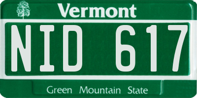 VT license plate NID617