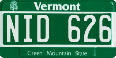 VT license plate NID626