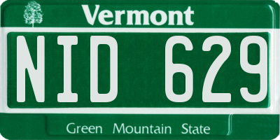VT license plate NID629
