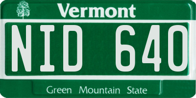 VT license plate NID640