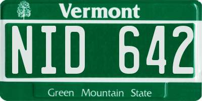 VT license plate NID642