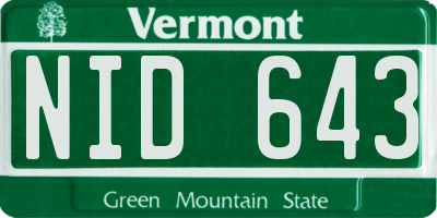 VT license plate NID643